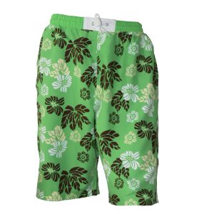 Beach short-zöld-virágmintás