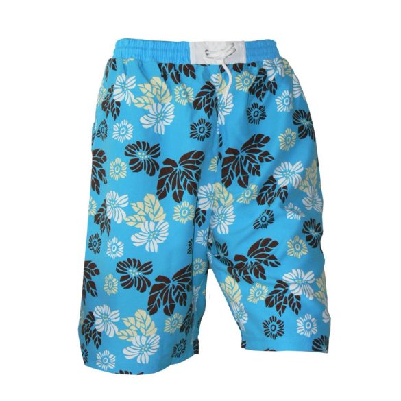 Beach short-világoskék-virágmintás