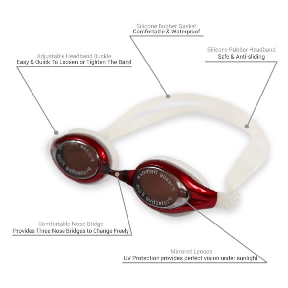 "Nox" Úszószemüveg - tükrös PIROS