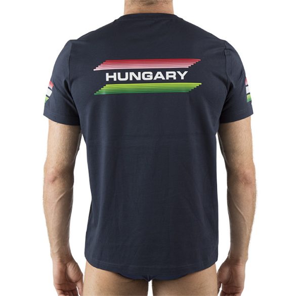 Magyar válogatott-Férfi környakú póló-navy kék (BARCELONA design 2018)