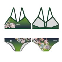 Vékony pántos bikini-Green and flowers