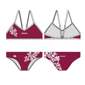 Vékony pántos bikini-Burgundy flower