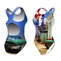 Női vastag pántos úszódressz-Classical-Cuba
