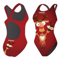 Női vastag pántos úszódressz-Reindeer-piros