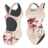 Női vastag pántos úszódressz-Flamingos