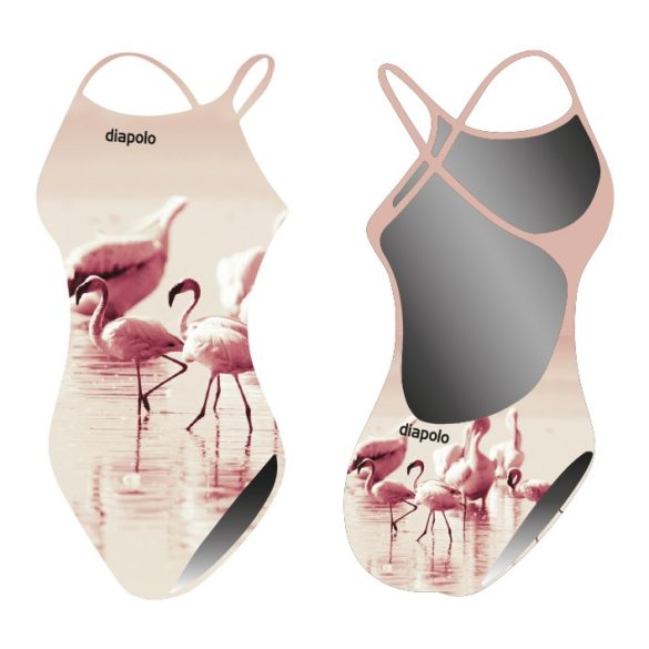 Női vastag pántos úszódressz-Flamingos