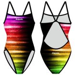 Női vastag pántos úszódressz-Rainbow Lights