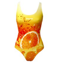 Női vastag pántos úszódressz-Orange fruit